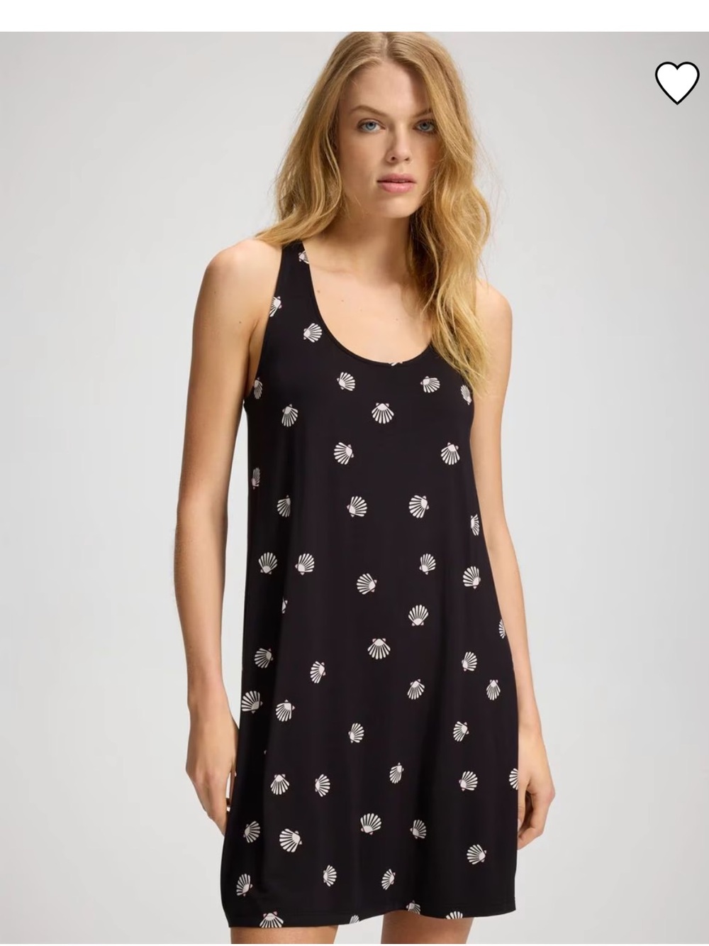 Black Shell Print Sleeveless Shift Dress